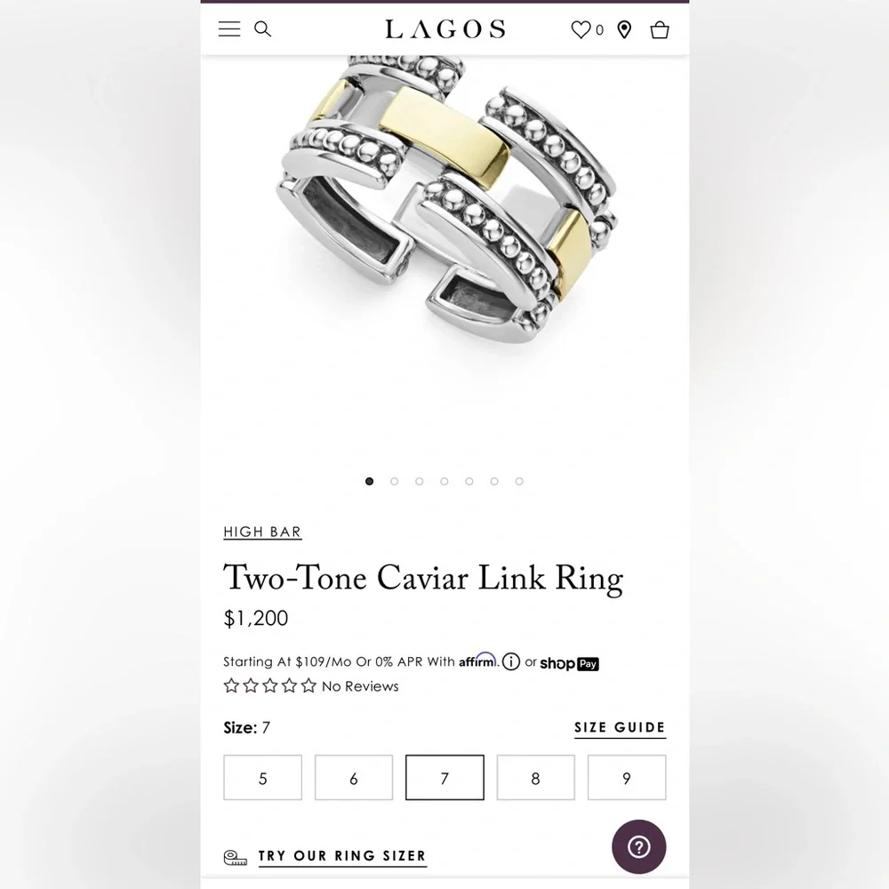 LAGOS HIGH BAR Two-Tone Caviar Link Ring - Picture 11 of 11